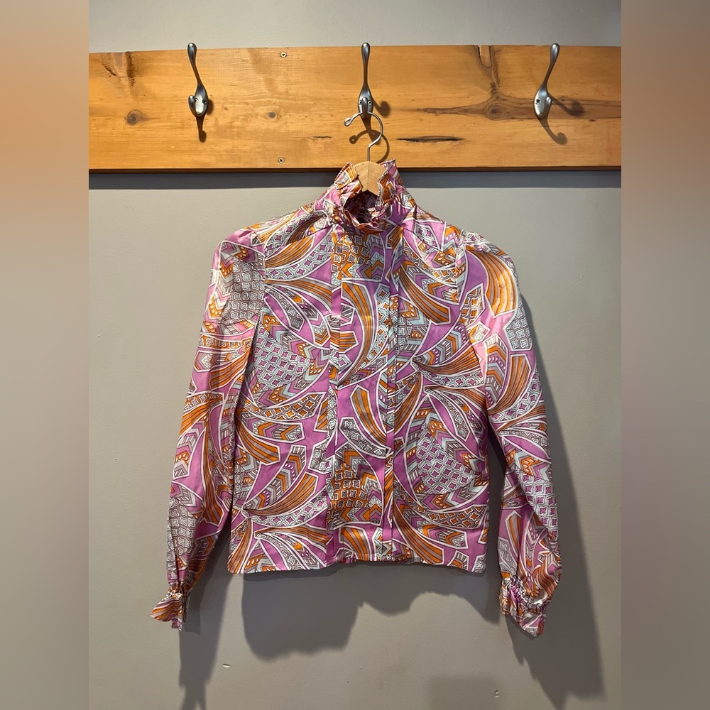 Kazuyo Nakano Geometric Print Retro Blouse